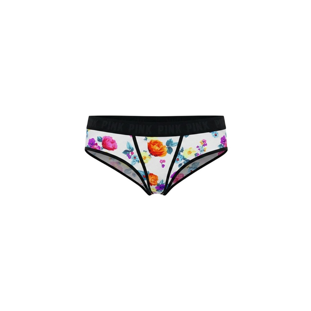 PINK Victoria's Secret Hipster Panties Womens Large Floral Logo Band